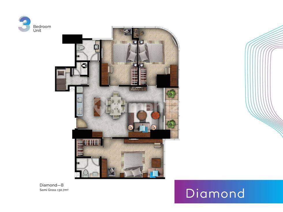 3 Bedroom = Diamond (Corner)