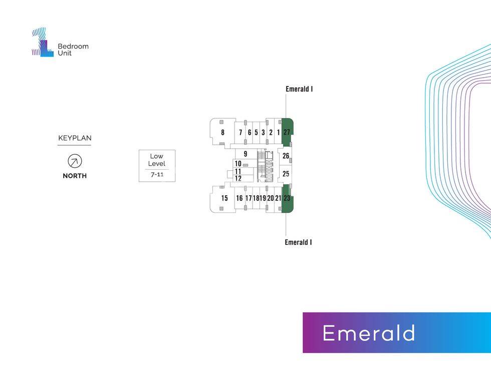 1+1 Bedroom = Emerald (Corner)