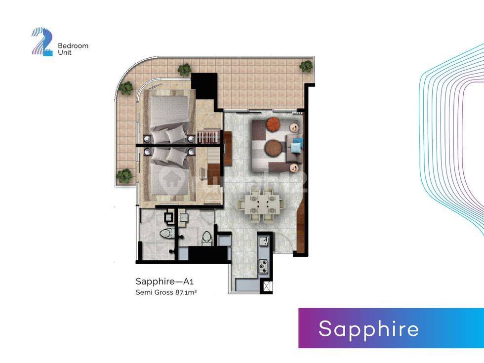 2 Bedroom = Sapphire (Corner)