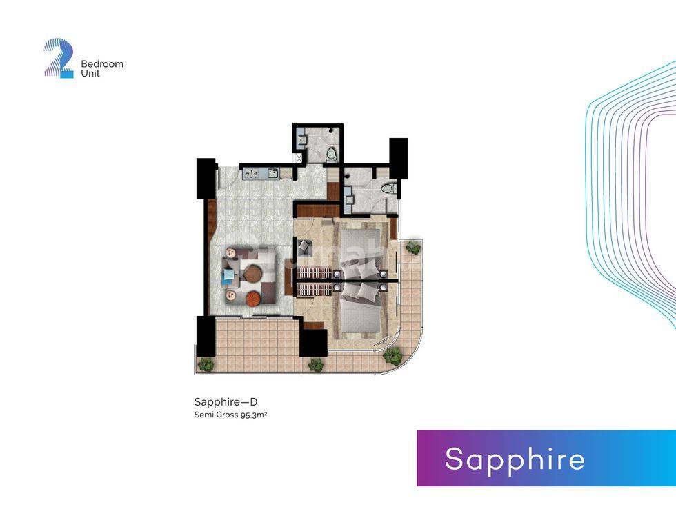 2 Bedroom = Sapphire (Corner)