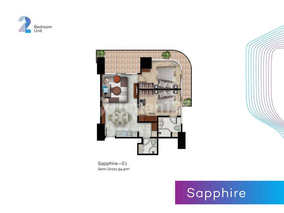 2 Bedroom = Sapphire (Corner)