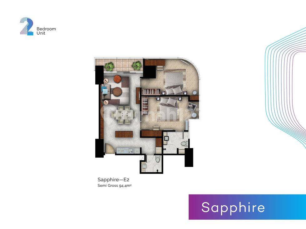 2 Bedroom = Sapphire (Corner)