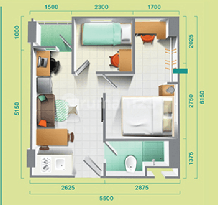 Tipe 2 Bedroom Corner