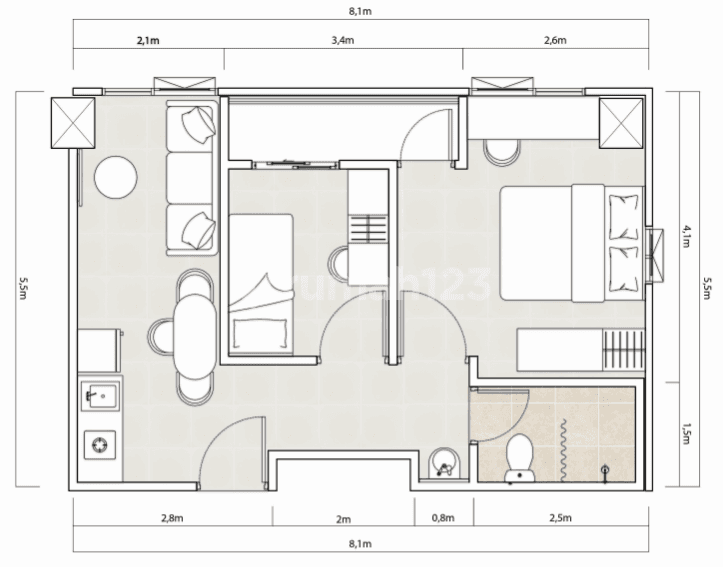 Tipe 2 Bedroom A