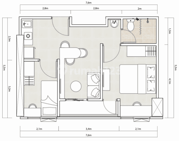 Tipe 2 Bedroom C