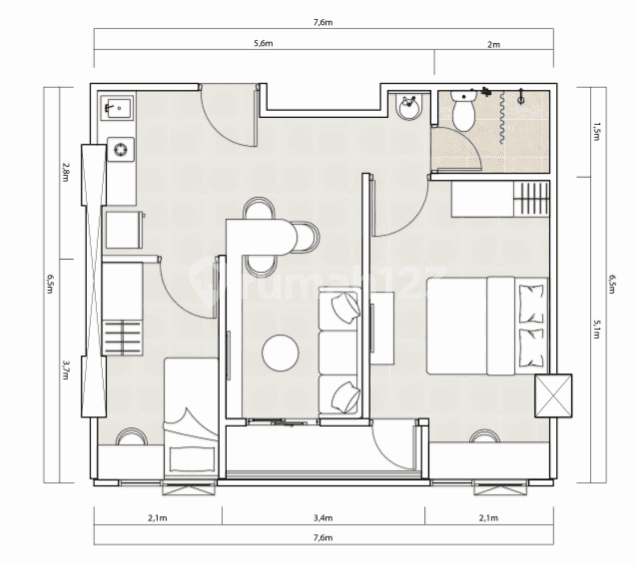 Tipe 2 Bedroom CC