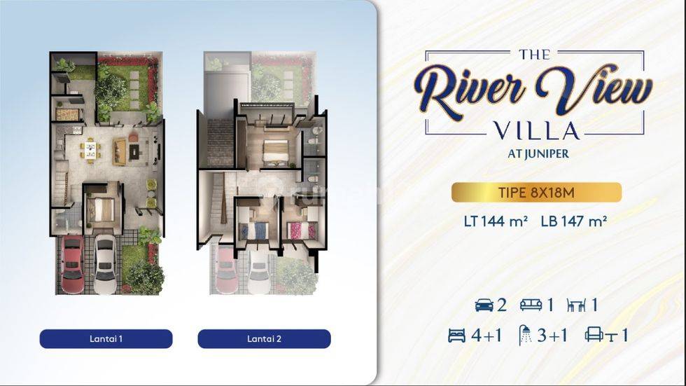 The River View Villa Tipe 8 x 18