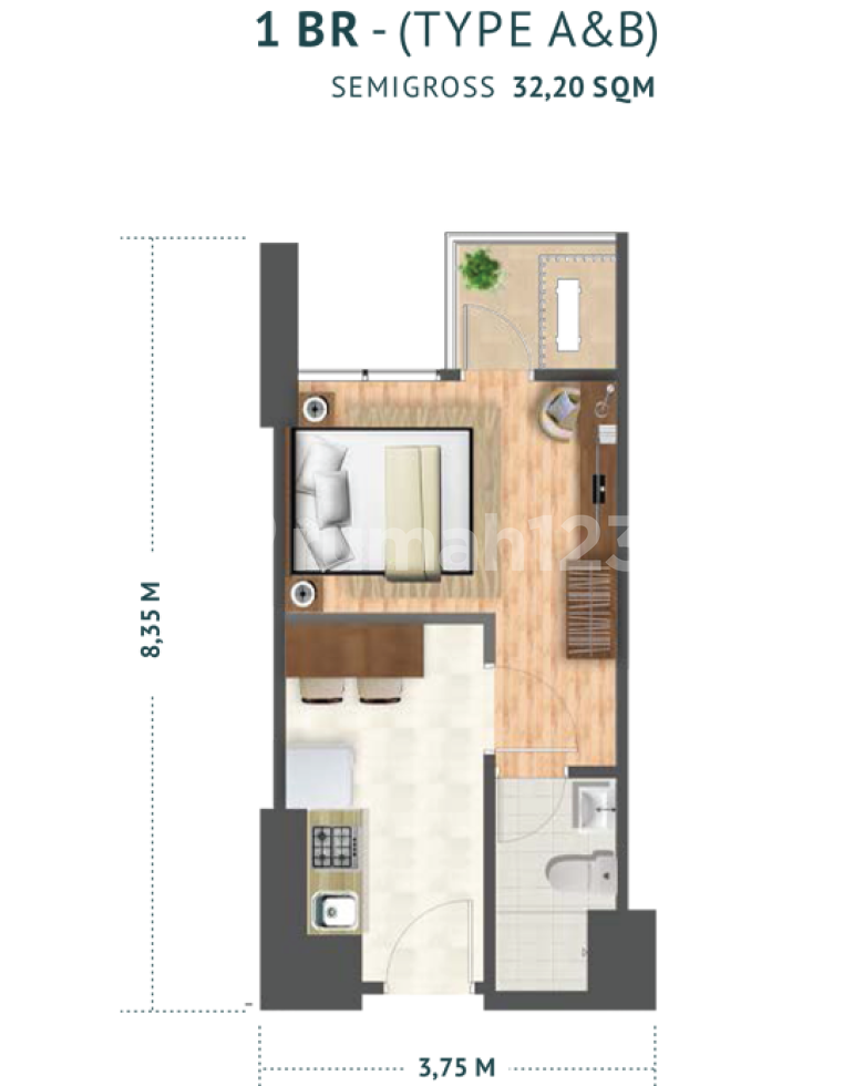 1 BR  
