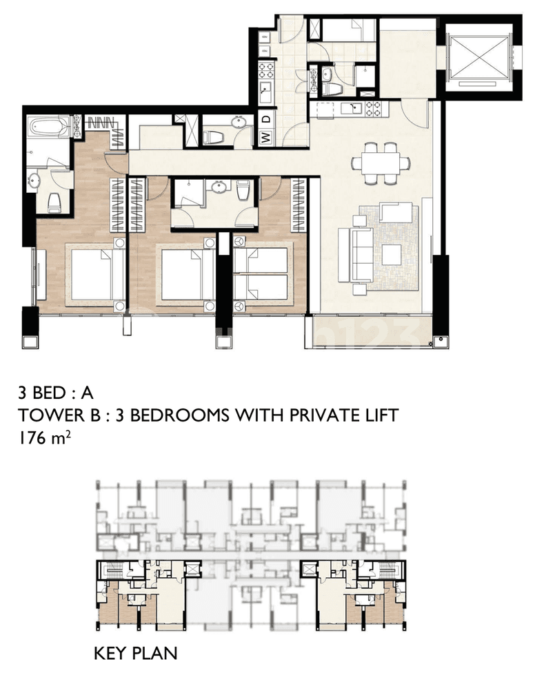 3 Bedrooms A (Private Lift)