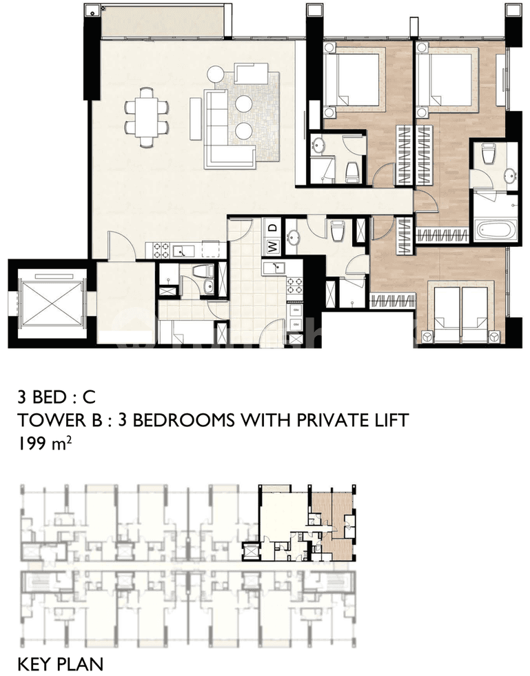 3 Bedrooms C (Private Lift)