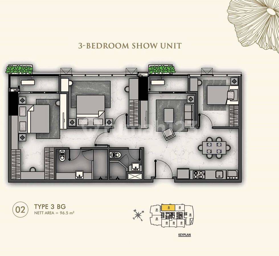 Unit 2 Type 3BG - 3 Bedroom