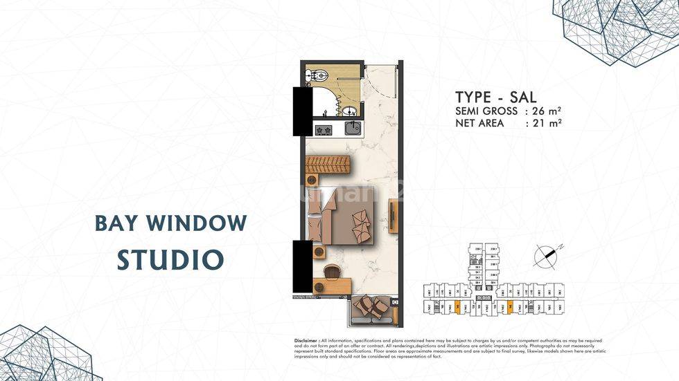 Studio with baywindow