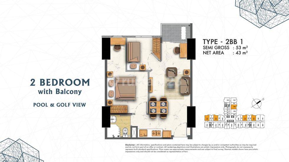 2 Bedroom With Balcony